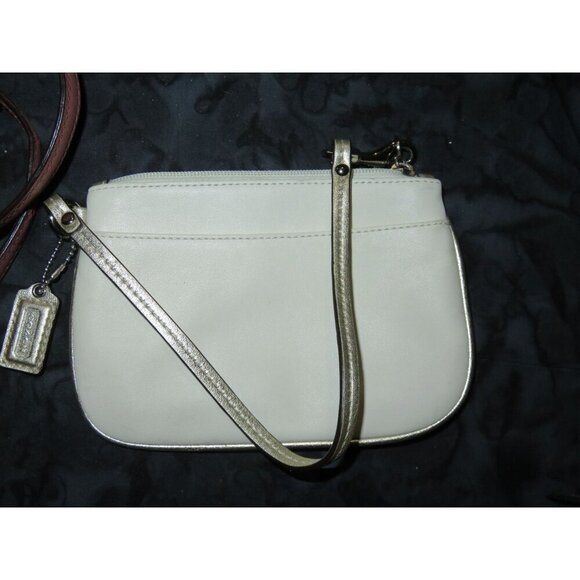 COACH Vintage Red & White Paisley Print Canvas & Leather Tote & white wristlet - Picture 9 of 16